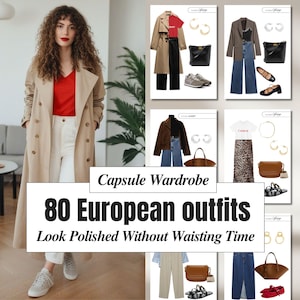 European Minimalist Capsule Wardrobe Ebook | 80 Effortless Year-Round Outfits | Look Stylish Like a European Woman with Chic Everyday Looks