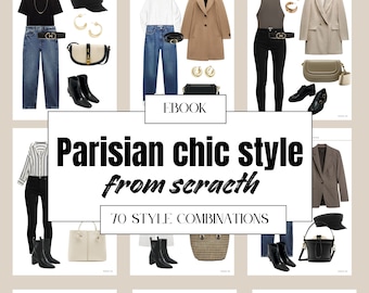 Parisian chic & sophisticated style winter style combinations for women, minimal elegant 70 style aesthetic outfits for women ebook