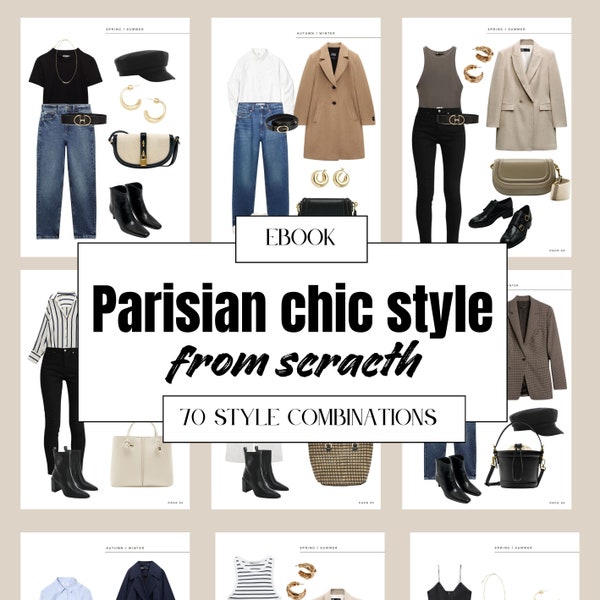 Parisian chic & sophisticated style winter style combinations for women, minimal elegant 70 style aesthetic outfits for women ebook