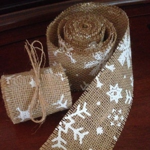 Ruban de guirlande de flocons de neige blanc en toile de jute de Noël primitif 3&quot; x 72&quot;