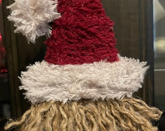 Primitive Christmas Santa Gnome Wood Ornament
