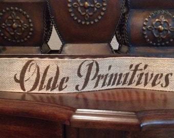 Primitive Wired Burlap Banner Olde Primitives