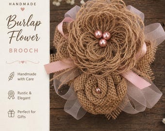 Broche rústico para casamento no campo, corsage, liga, flores de juta, alfinete ou presilha para chá de bebê.