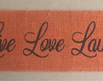 Primitive Jute Burlap Fabric Table Top Runner Live Love Laugh 7"x20"