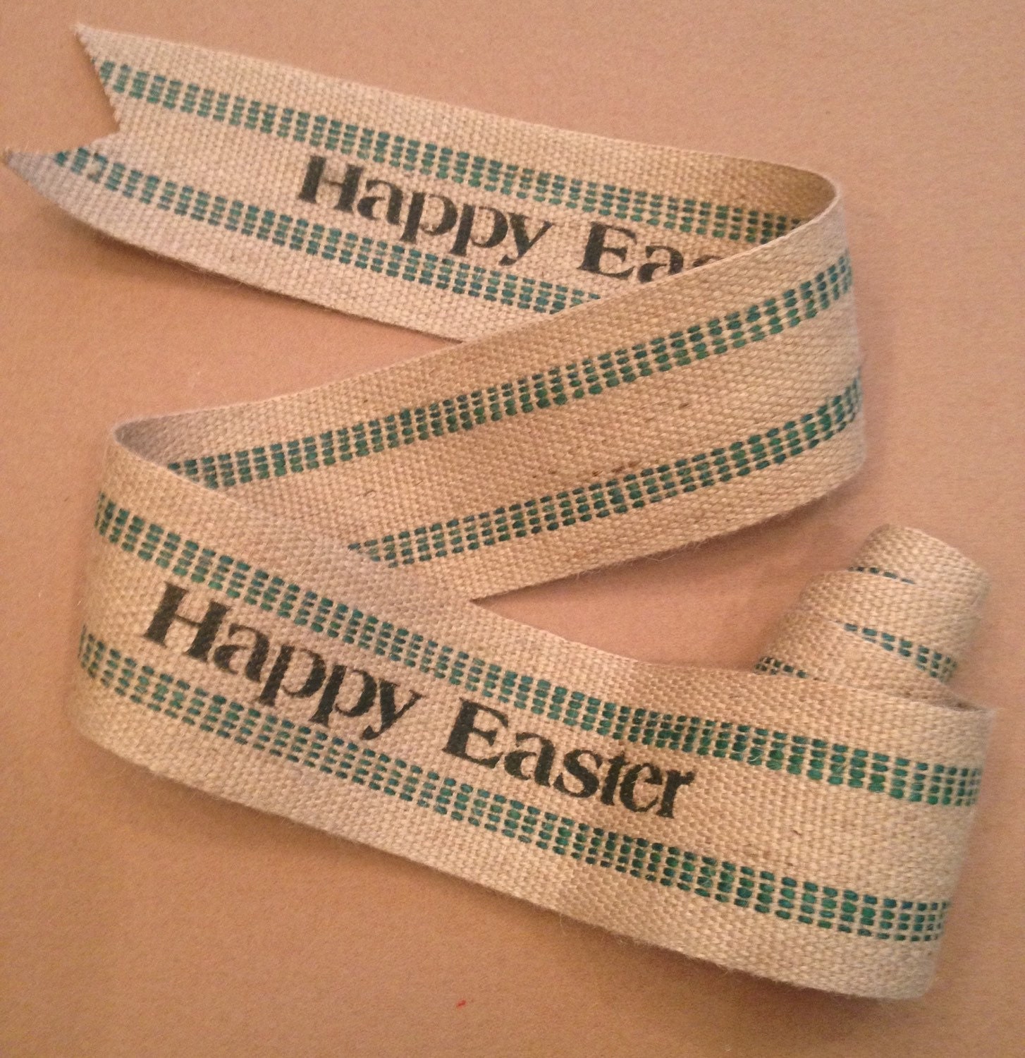 Primitive Happy Easter Jute Burlap Green Webbing Garland Ribbon Spring Handmade Primitive Happy Easter Jute Burlap Green Webbing Garland Ribbon Spring Handmade