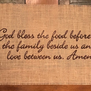 Primitieve Jute Jute Jute Stof Tafelblad Runner God Bless Family Love Pasen 12"x24"