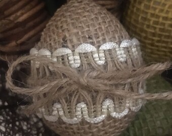 Primitive Easter Spring Handmade Burlap & Lace Egg Bowl Filler Shabby Chic
