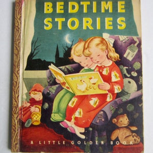 Bedtime Stories, Vintage Childrens Little Golden Book, Gustaf Tenggren Early Paper Spine HB