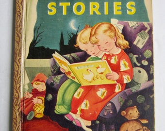 Bedtime Stories, Vintage Childrens Little Golden Book, Gustaf Tenggren Early Paper Spine HB