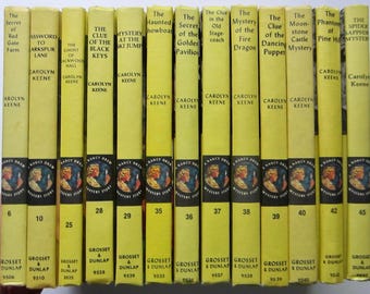 Nancy Drew Choose One or More, Vintage Yellow Bar Carolyn Keene Hardcover Mystery Books