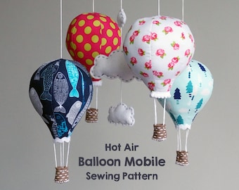 PATTERN - hot air balloon baby mobile - modern nursery decor