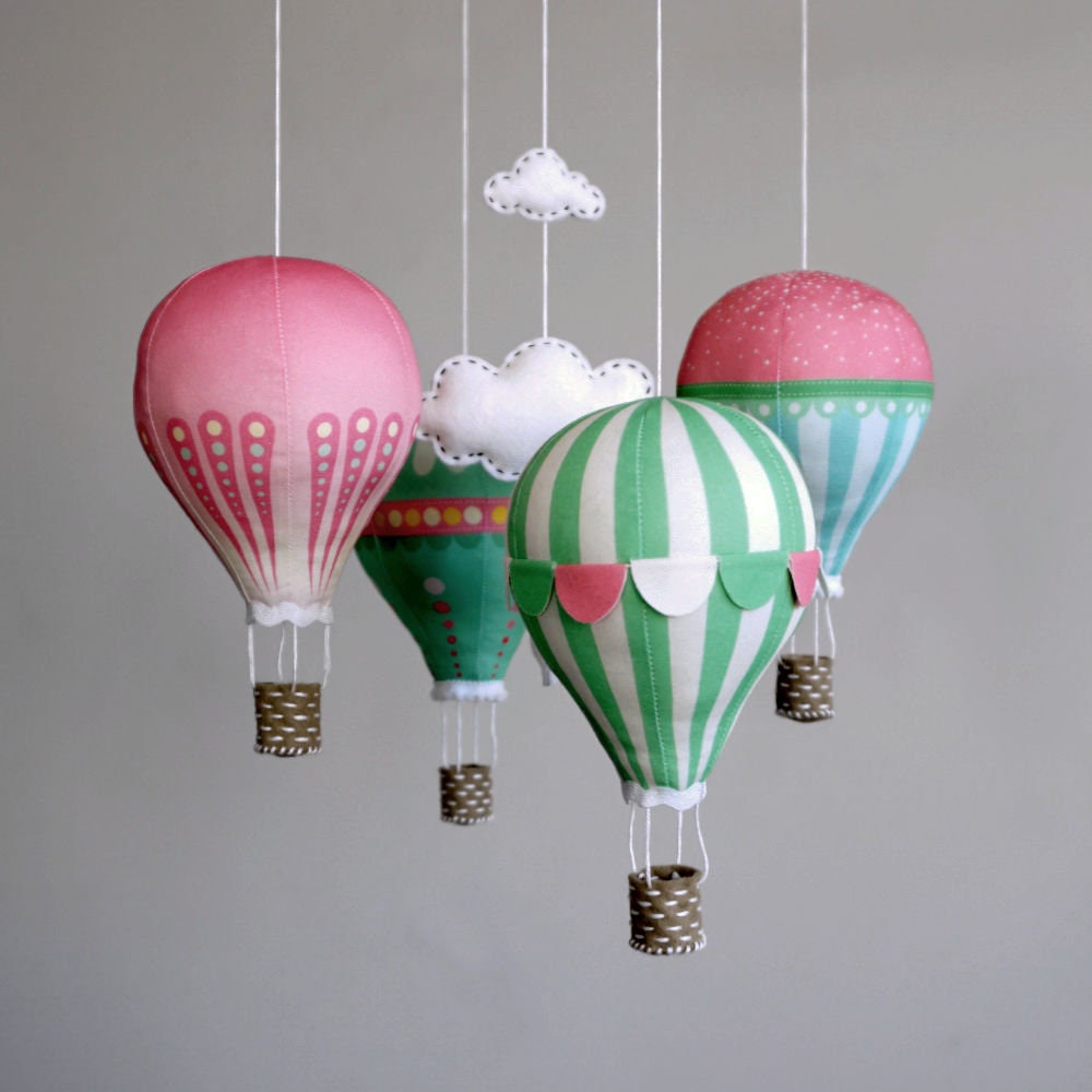 Nursery decor DIY baby mobile kit hot air balloon modern Etsy