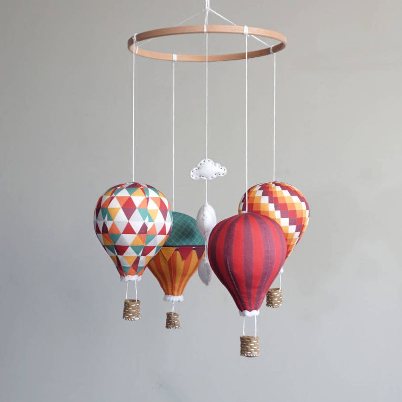 Nursery decor DIY baby mobile kit hot air balloon modern