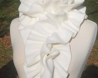 EXTRA long ruffle fleece scarf, double length ruffle scarf, fleece neck warmer, made-to-order ruffle neck wrap, choose color, frilly scarf