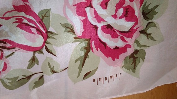 Vintage Roses "RUNWAY" silk scarf, large square p… - image 4