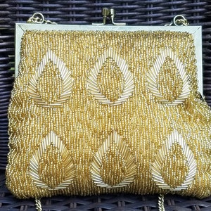 Vintage Magid Gold Beaded Evening Bag: Handmade Special Occasion Purse