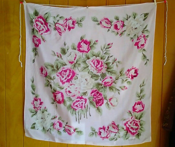 Vintage Roses "RUNWAY" silk scarf, large square p… - image 5