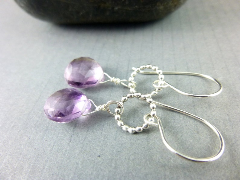 Amethyst Briolette Earrings, Sterling Silver, February Birthstone, Wisdom Stone, Reduces Stress, Protection Stone, Soothes Irritability image 6