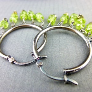 Peridot Chakra Earrings, August Birthstone, Sterling Silver Hoops, Reduces Stress, Anger, Guilt, Protective Stone, Repels Negativity image 5