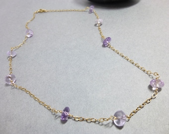 Feminine Ametrine Necklace, 14K Gold Fill, Stackable Gemstone Necklace, Healing Crystals