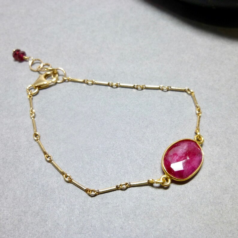 July Birthstone Encourages Spontaneity Improves Motivation Ruby Bracelet Passion for Life Instills Confidence 14K Gold Fill