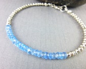 Blue Topaz Bracelet - Sterling Silver - Dainty Stone Bracelet - December Birthstone - Positive Thinking - Manifestation