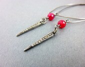 Pavé Diamond and Ruby Spike Chakra Earrings, Sterling Silver, Joy, Laughter, Courage, Spontaneity