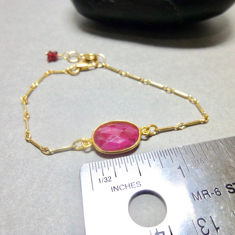 July Birthstone Encourages Spontaneity Improves Motivation Ruby Bracelet Passion for Life Instills Confidence 14K Gold Fill
