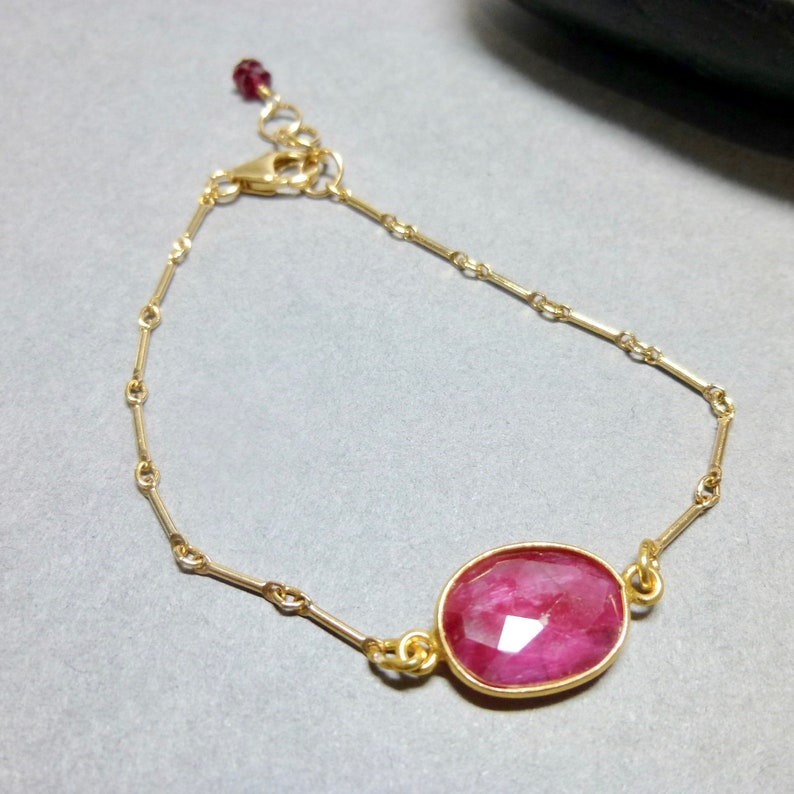 July Birthstone Encourages Spontaneity Improves Motivation Ruby Bracelet Passion for Life Instills Confidence 14K Gold Fill