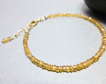 Petite Citrine Bracelet - November Birthstone - 14K Gold Fill or Sterling Silver - Attracts Wealth, Prosperity, Success - Opens Intuition
