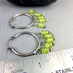 Peridot Chakra Earrings, August Birthstone, Sterling Silver Hoops, Reduces Stress, Anger, Guilt, Protective Stone, Repels Negativity image 6