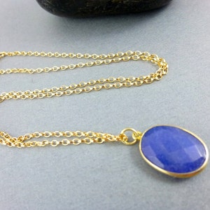 Blue Sapphire Pendant Necklace 14K Gold Fill September Birthstone Jewelry Serenity Peace of Mind Stone of Prosperity image 6