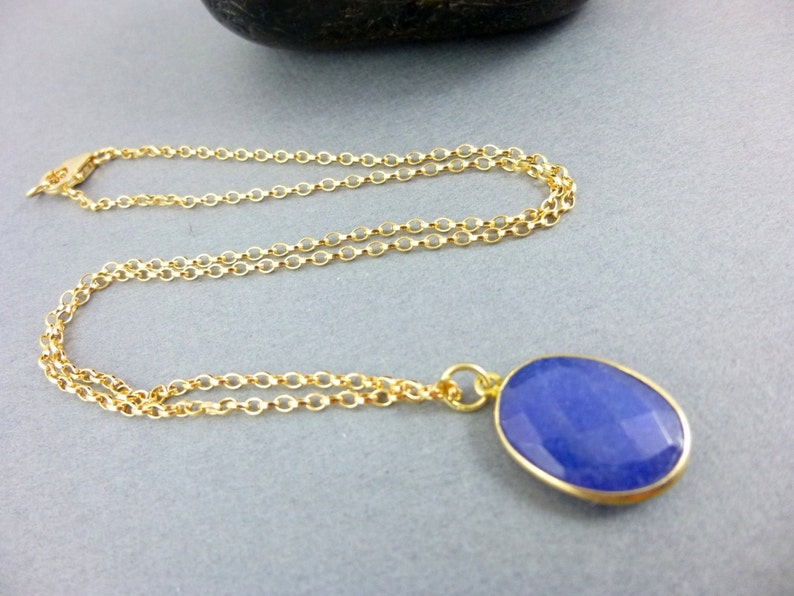 Blue Sapphire Pendant Necklace 14K Gold Fill September Birthstone Jewelry Serenity Peace of Mind Stone of Prosperity image 6