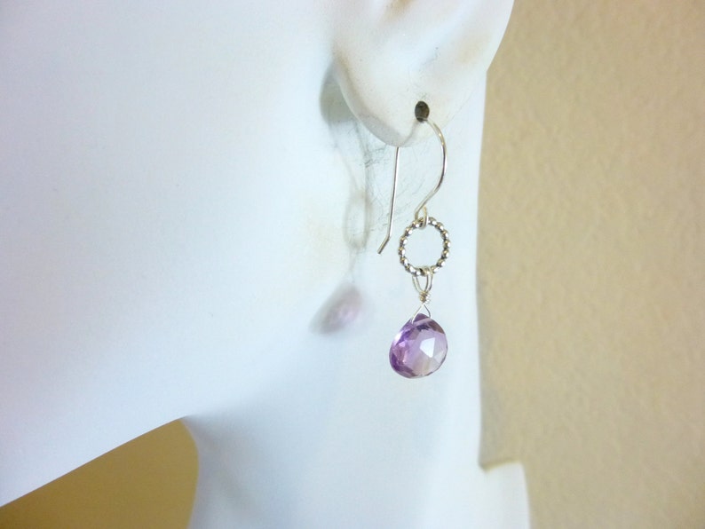 Amethyst Briolette Earrings, Sterling Silver, February Birthstone, Wisdom Stone, Reduces Stress, Protection Stone, Soothes Irritability image 3