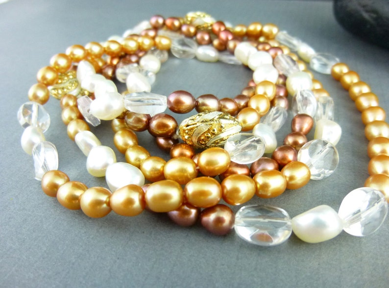 54-inch Long Freshwater Pearl Rope Necklace White Copper and - Etsy