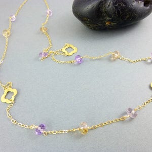 Ametrine Necklace, 14K Gold Fill Chain, Vermeil Pendant, Calms the Mind, Clears Stress, Balances Emotions, Stimulates Creativity image 2