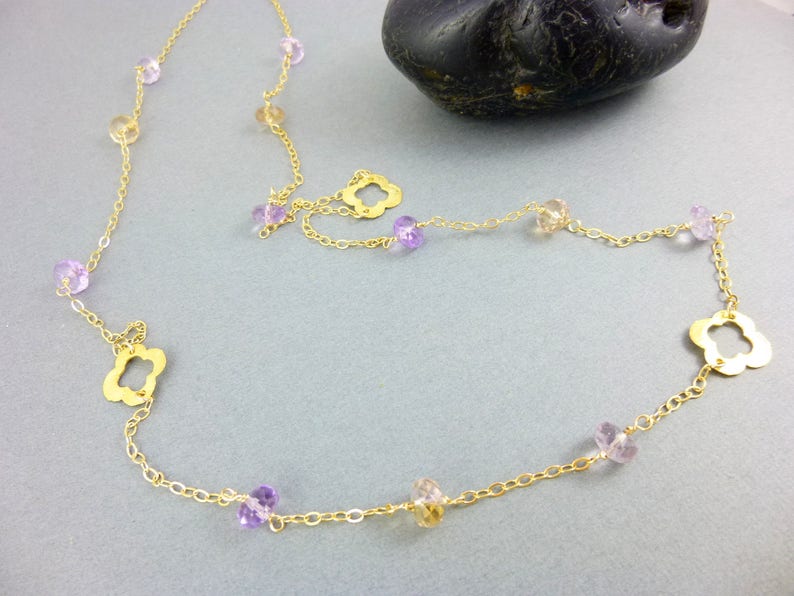 Ametrine Necklace, 14K Gold Fill Chain, Vermeil Pendant, Calms the Mind, Clears Stress, Balances Emotions, Stimulates Creativity image 2