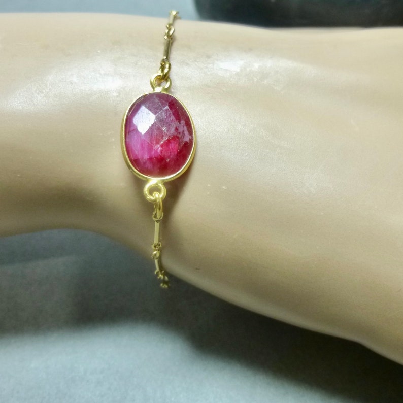 July Birthstone Encourages Spontaneity Improves Motivation Ruby Bracelet Passion for Life Instills Confidence 14K Gold Fill