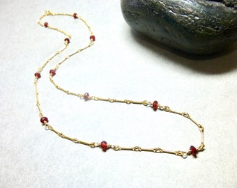 Genuine Garnet Necklace - Garnet January Birthstone Necklace -  Garnet Healing Crystals Necklace  - Courage and Hope Stones