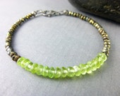 Peridot Heart Chakra Bracelet, August Birthstone, Gift for Her, Reiki Energy