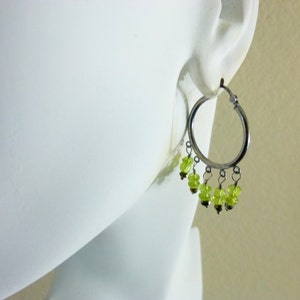 Peridot Chakra Earrings, August Birthstone, Sterling Silver Hoops, Reduces Stress, Anger, Guilt, Protective Stone, Repels Negativity image 3