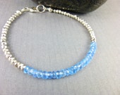 Blue Topaz & Pyrite Bracelet - Sterling Silver - Dainty Bracelet, December Birthstone, Chakra Stones