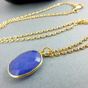 Blue Sapphire Pendant Necklace 14K Gold Fill September Birthstone Jewelry Serenity Peace of Mind Stone of Prosperity image 1