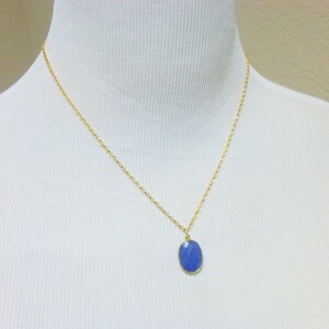 Blue Sapphire Pendant Necklace 14K Gold Fill September Birthstone Jewelry Serenity Peace of Mind Stone of Prosperity image 3