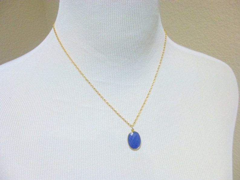 Blue Sapphire Pendant Necklace 14K Gold Fill September Birthstone Jewelry Serenity Peace of Mind Stone of Prosperity image 3
