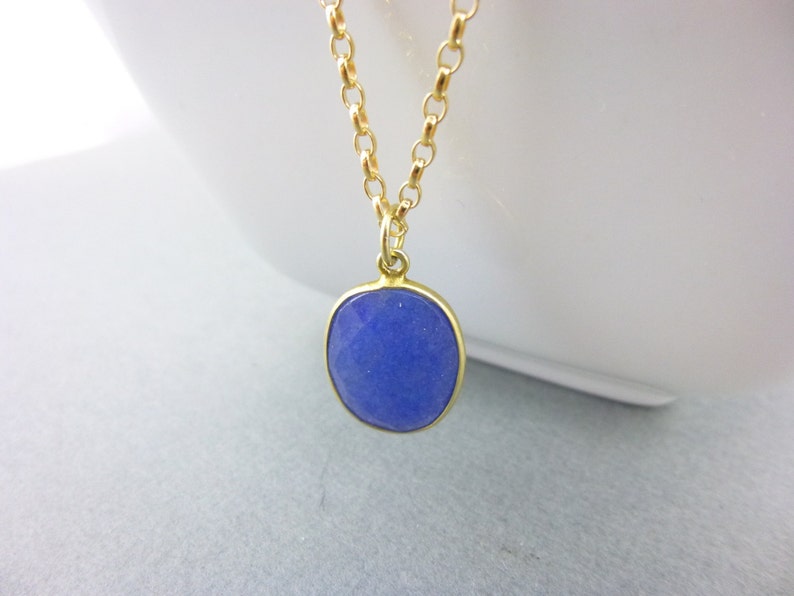 Blue Sapphire Pendant Necklace 14K Gold Fill September Birthstone Jewelry Serenity Peace of Mind Stone of Prosperity image 2