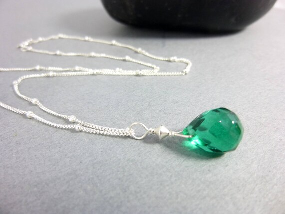 Green Quartz Briolette Heart Chakra Pendant Necklace Sterling - Green Heart Chakra Pendant Green Quartz Briolette Heart Chakra Pendant Necklace Sterling - Green Heart Chakra Pendant