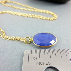 Blue Sapphire Pendant Necklace 14K Gold Fill September Birthstone Jewelry Serenity Peace of Mind Stone of Prosperity image 5