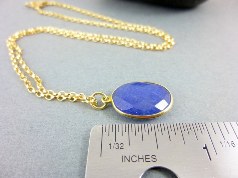 Blue Sapphire Pendant Necklace 14K Gold Fill September Birthstone Jewelry Serenity Peace of Mind Stone of Prosperity image 5