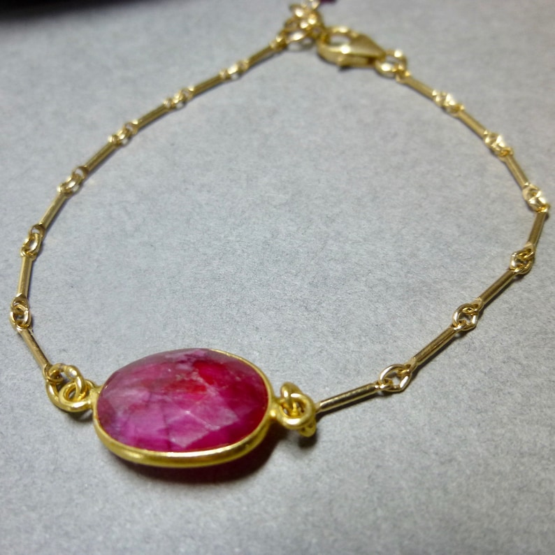 July Birthstone Encourages Spontaneity Improves Motivation Ruby Bracelet Passion for Life Instills Confidence 14K Gold Fill